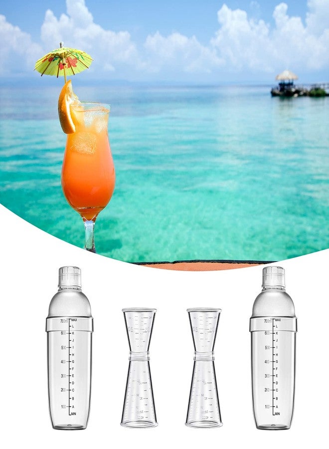 Another 4 pcs Clear Cocktail Shaker Set 2 pcs Plastic bar Shaker with 2 pcs Plastic Cocktail Double Measuring Jigger - Image 3